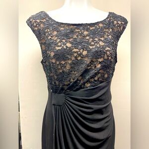 Stunning! Black cocktail formal dress Connected Apparel Sz 8 nude top